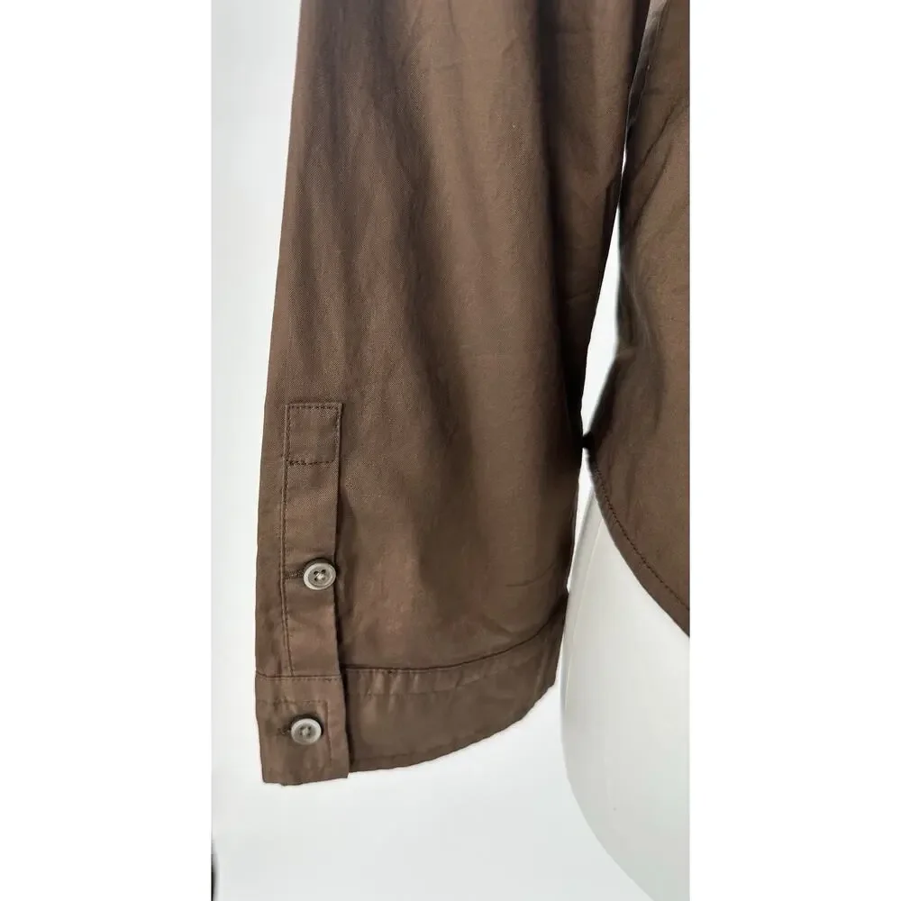Everlane Boxy Button Front Shirt XS Brown 100% Cotton Oversized Long Sleeve NWT - Picture 6 of 8